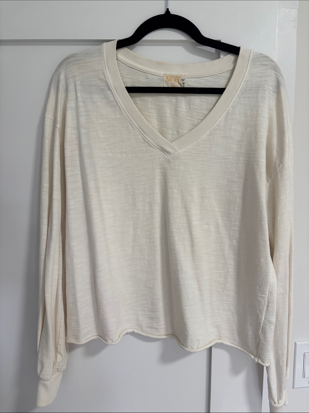 Nation LTD Cream V-Neck Long Sleeve Top